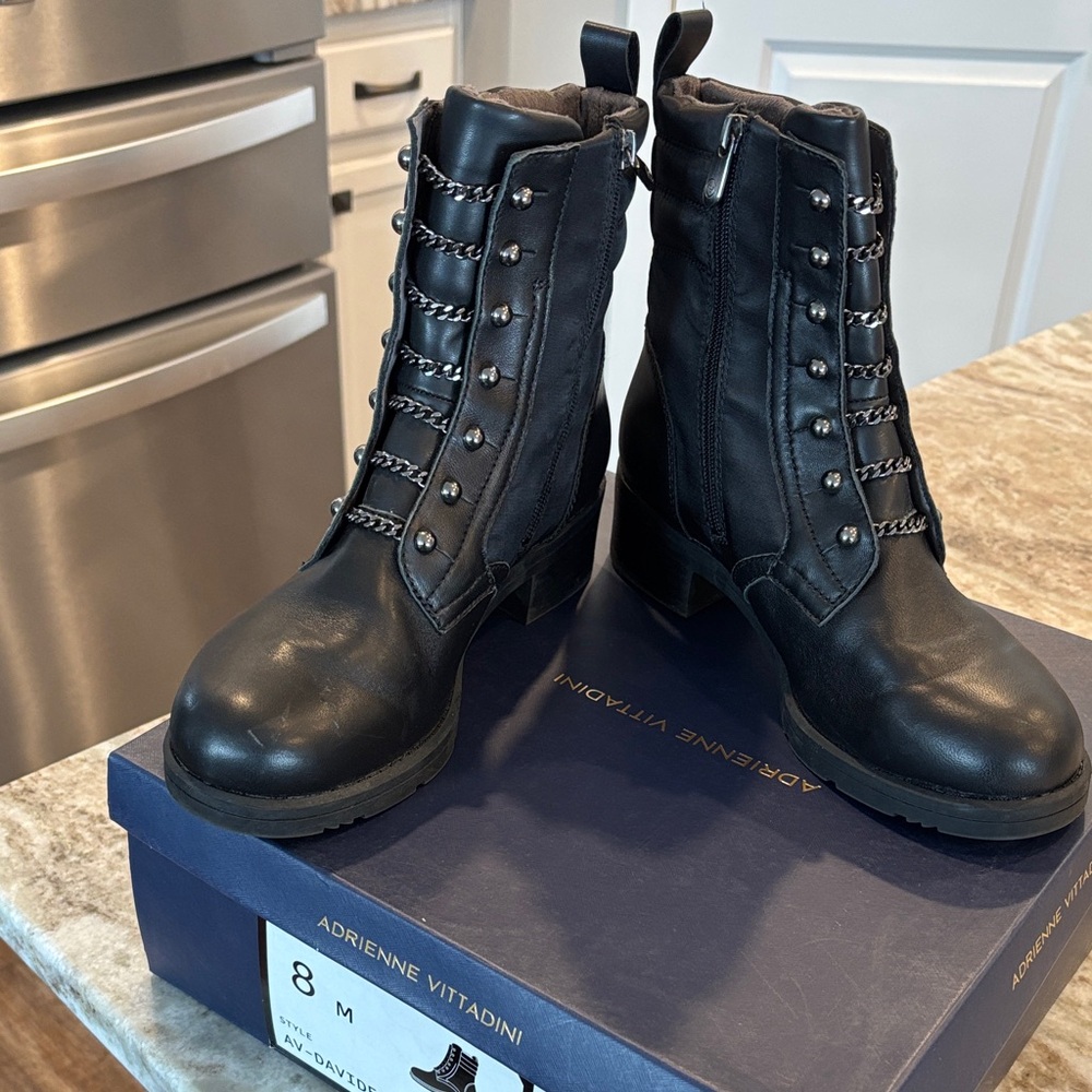 Adrienne Vittadini Black Chain-Embellished Boots